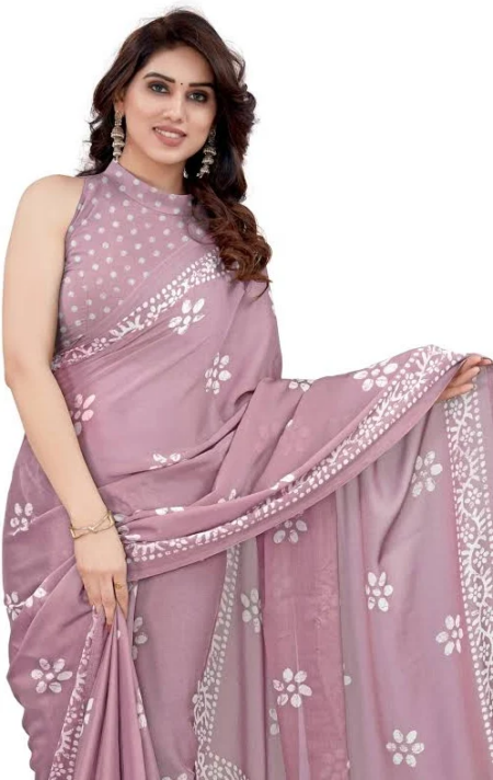 Elegant Mauve Floral Print Designer Saree for Women